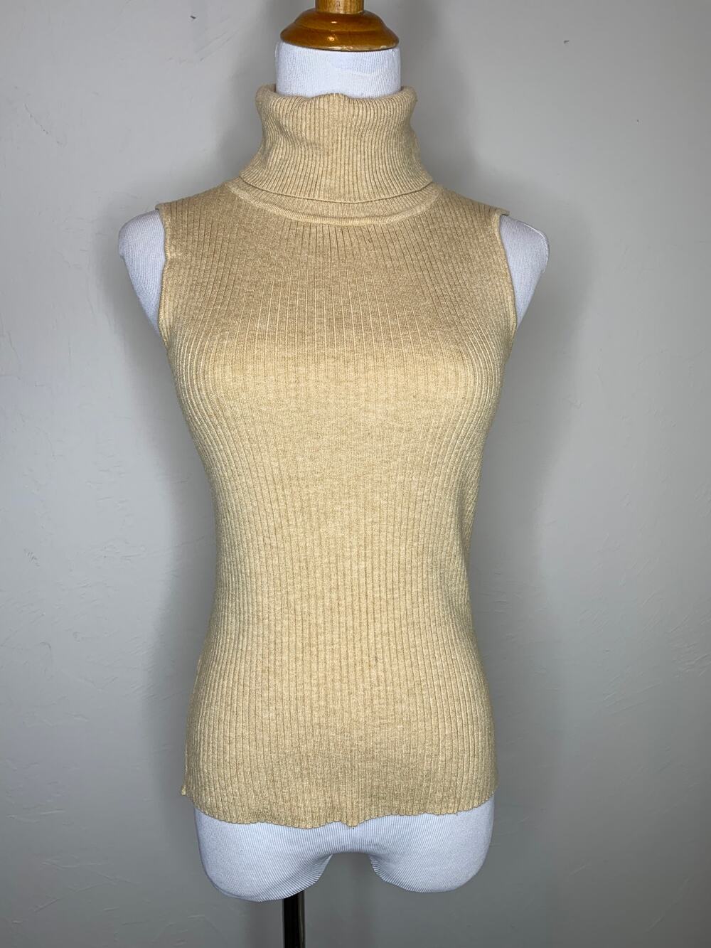 Tan Camel Turtleneck Shell Soft Sz Small Medium